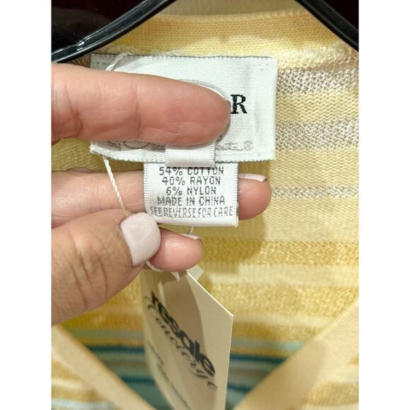 Oscar de la Renta Matching Set; Knit Cardigan and Tank Top Yellow/Blue Womens XS - Picture 4 of 4